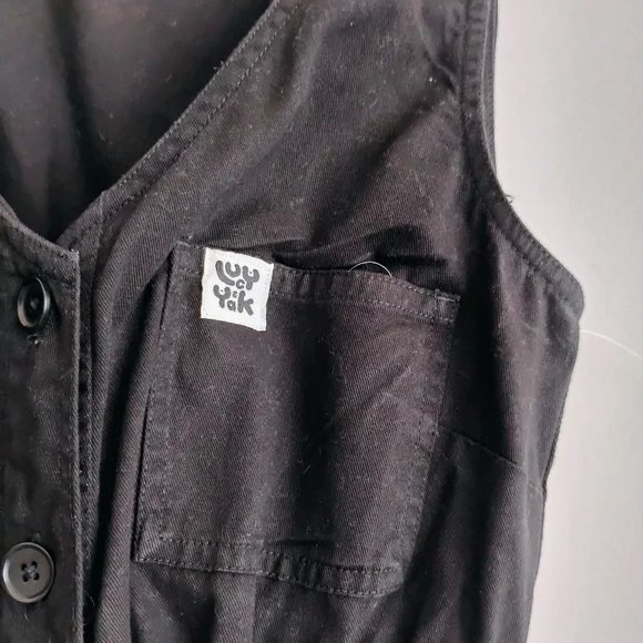 Lucy and Yak Jumpsuit Dungarees Organic Cotton Overalls Romper Black - Picture 4 of 14